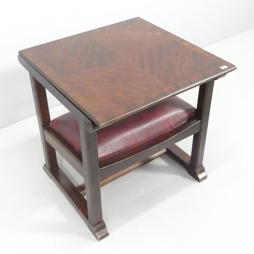 2690 - A mahogany and faux leather upholstered metamorphic side table / chair. As chair 53x77x60cm.