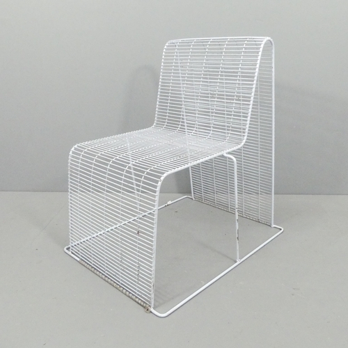 2089 - Shin and Tomoko Azumi, a post-modern pastel blue, coated wire frame chair from a very limited produc... 