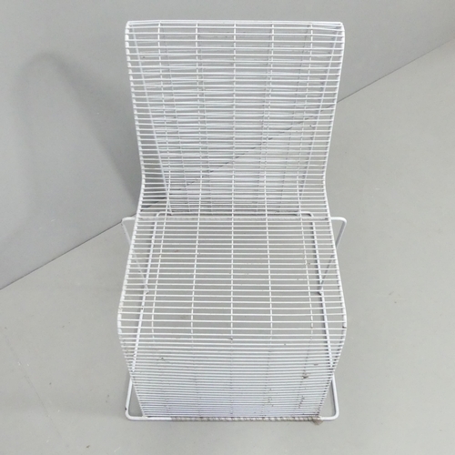 2089 - Shin and Tomoko Azumi, a post-modern pastel blue, coated wire frame chair from a very limited produc... 