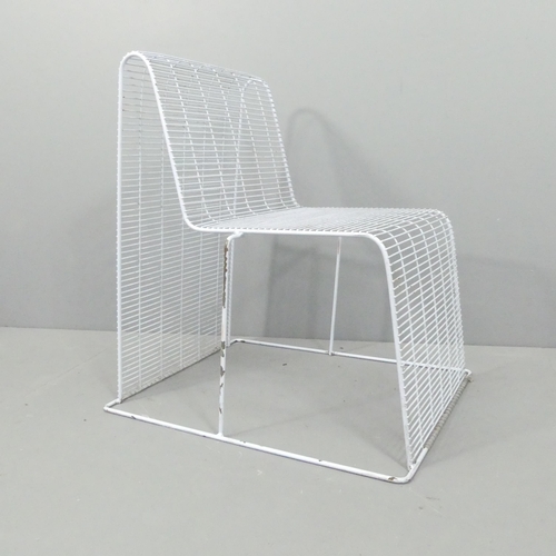 2089 - Shin and Tomoko Azumi, a post-modern pastel blue, coated wire frame chair from a very limited produc... 