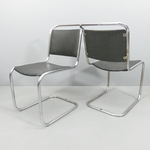 2099 - A set of six 1930s modernist tubular steel SP2 cantilever chairs by PEL, with leathercloth upholster... 