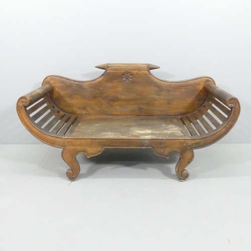 2234 - An Anglo-Indian hardwood bench / window seat. 139x73x50cm.