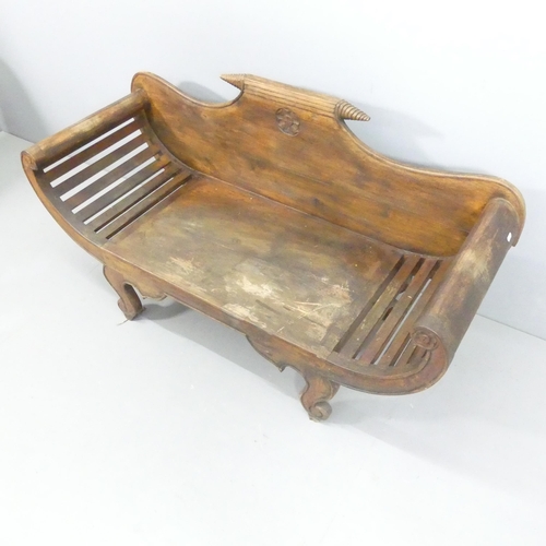 2234 - An Anglo-Indian hardwood bench / window seat. 139x73x50cm.