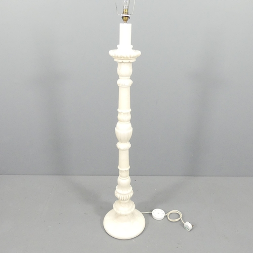 2239 - An alabaster standard lamp. Height to bayonet 135cm.