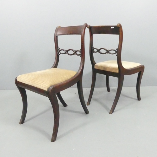 2241 - A set of four Regency mahogany dining chairs with upholstered drop-in seats.