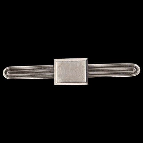 909 - HANS HANSEN - a large Danish Art Deco sterling silver bar brooch, 83.2mm, 18.9g