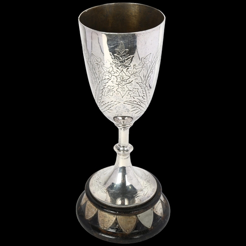 916 - A mid-20th century silver plated trophy cup, Honourable Secretarys Perch Cup presented by W F Miller... 