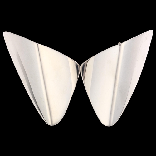 929 - GEORG JENSEN - a pair of Danish modernist sterling silver geometric corner earrings, designed by Han... 