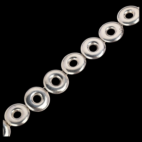 937 - A Danish modernist sterling silver hoop link chain bracelet, 20cm, 22g