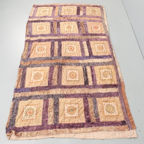 2267 - A large chain-stich Indian bedspread. 244x220cm