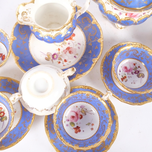 123 - Coalport - a hand painted antique part tea service with pink rose and gilt decoration. Includes vari... 