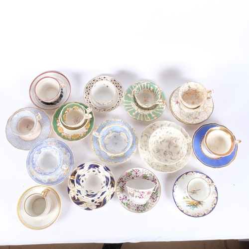 125 - A quantity of early 19th century and later cabinet cups and saucers including Rockingham, Sunderland... 