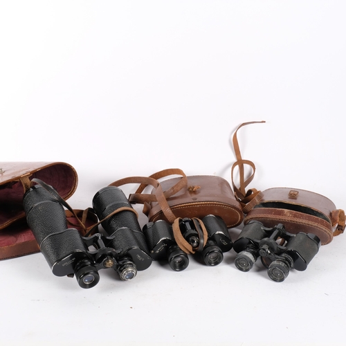 156 - A quantity of vintage binoculars and cases, including Wrayvu 8x30, Dollond of London, Owlvis 15x60.