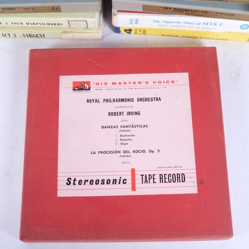 159 - A quantity of half track and 2-track steroesonic reel-to-reel tape recordings in associated packagin... 