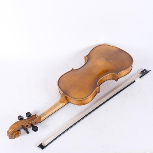 165 - Boosey & Hawkes Ltd - a full-size violin, with associated bow, label to the inside reading 