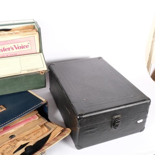 173 - A vintage 'HMV' portable gramophone and 2 cases of 78rpm records.