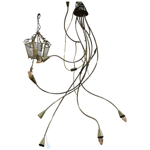 180 - Joze Ten Have, a vintage wall light fitting with scrolled tubular brass arms, height 150cm