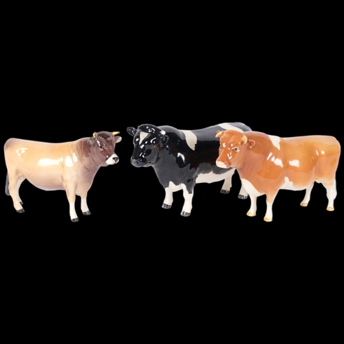 187 - A group of 3 Beswick animals, including Friesian bull, Coddington Hilt bar, Sabrina's Sir Richard 14... 