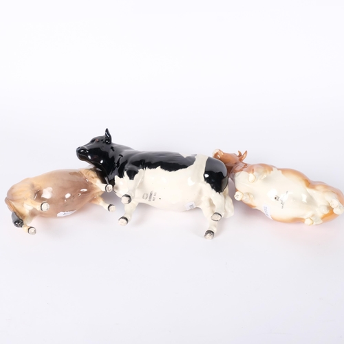 187 - A group of 3 Beswick animals, including Friesian bull, Coddington Hilt bar, Sabrina's Sir Richard 14... 