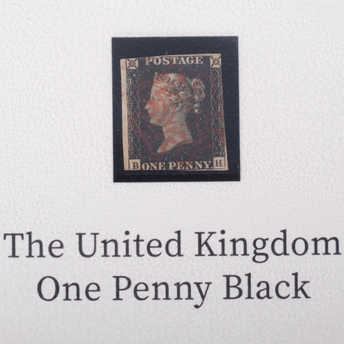 194 - Harrington & Bryne - The United Kingdom 1 penny black, with certificate of authenticity. In folding ... 