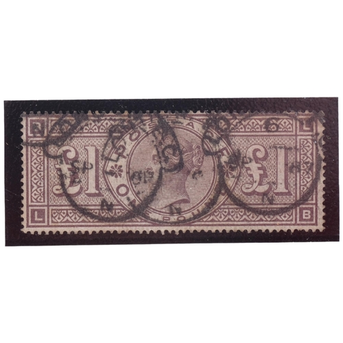 196 - Harrington & Bryne - The United Kingdom used 1884 £1 brown stamp, with certificate of authenticity. ... 