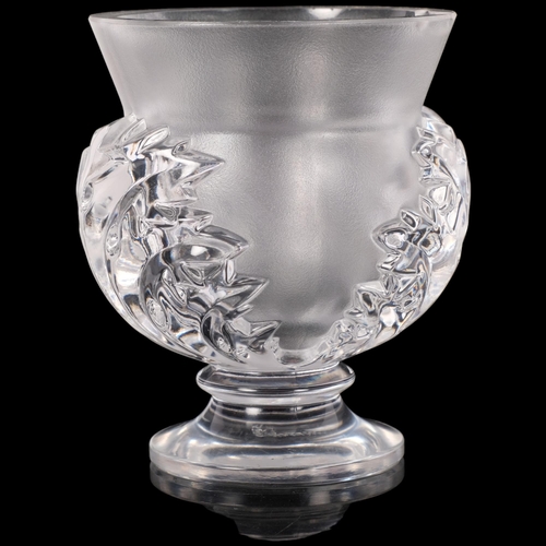 202 - Lalique - A heavy crystal glass St. Cloud thistle design vase, engraved Lalique, France to base. H -... 