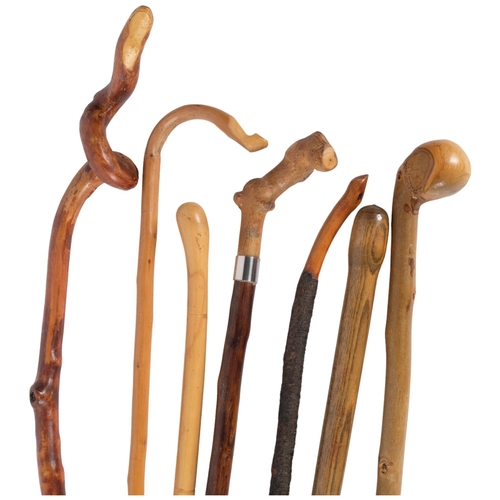 98 - 7 various carved wood walking sticks.