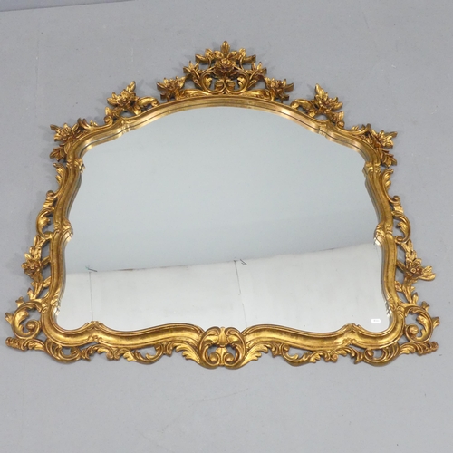 2255 - A gilt-framed Rococo style arch top wall mirror. 120x117cm.