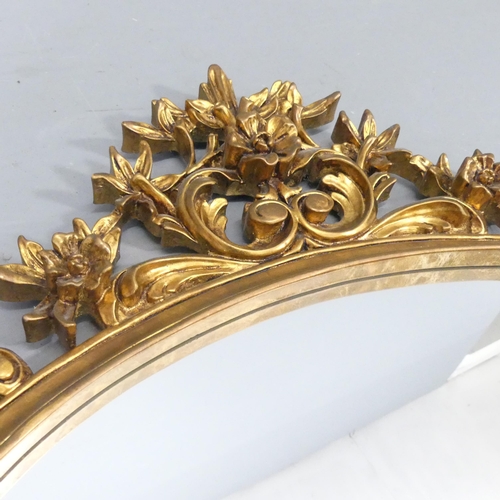 2255 - A gilt-framed Rococo style arch top wall mirror. 120x117cm.