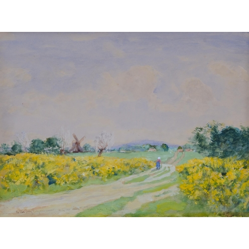 743 - David Murray RA, yellow fields, watercolour, signed, dated 1931, 25cm x 35cm, framed