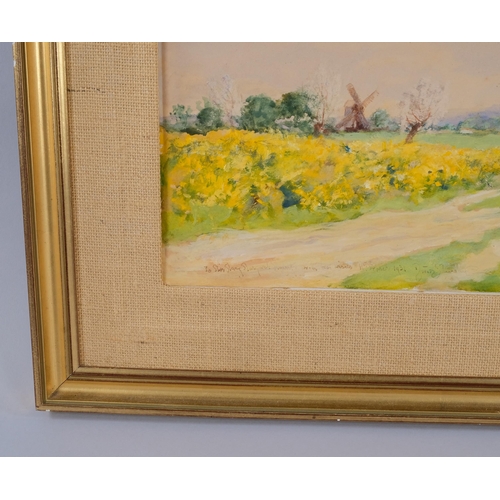 743 - David Murray RA, yellow fields, watercolour, signed, dated 1931, 25cm x 35cm, framed