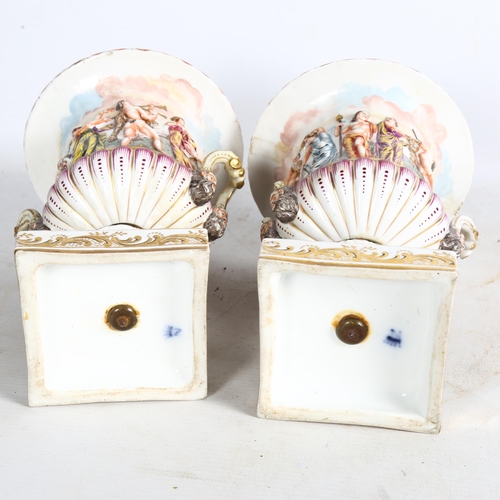 551 - A pair of early 20th century Naples campana urns on marble bases, H21cm