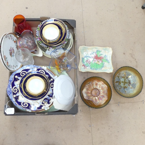 320 - A group of various ceramics and glassware, including carnival glass, etc