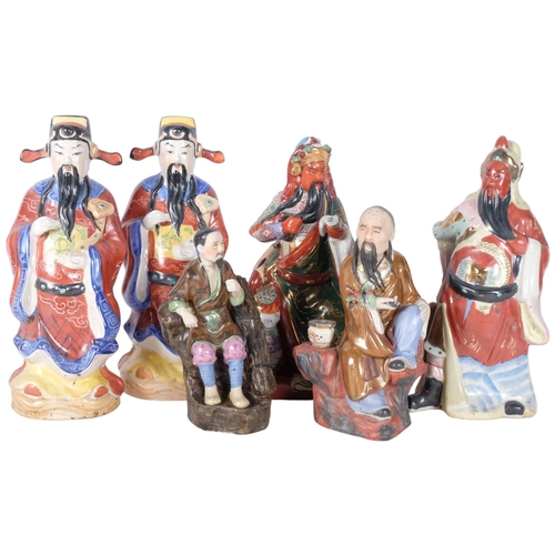 412 - A group of Oriental porcelain figures, including 2 sages, H27cm