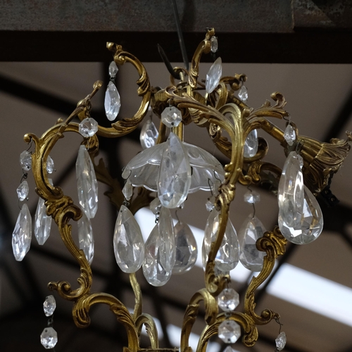 417 - Gilt-metal chandelier with lustre drops