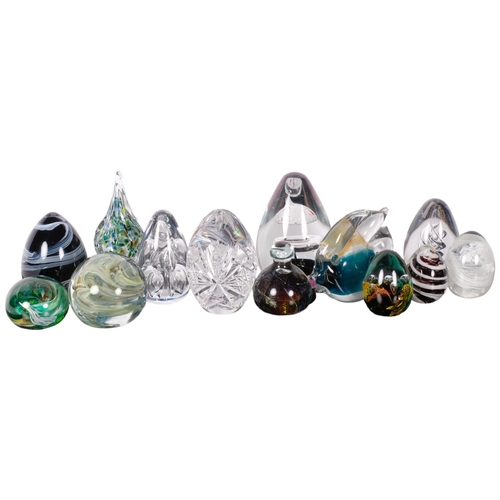 428 - A group of 13 glass paperweights, including Mdina, Langham and Caithness, tallest 13cm