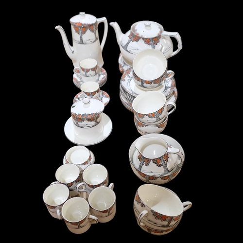 477 - 1930s Crown Ducal Orange Tree pattern tea set, and matching coffee ware, including teapot and coffee... 