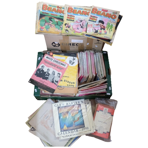 495 - A large quantity of Beano comics, 1990s, and a box with Ordnance Survey maps, Life magazines, etc