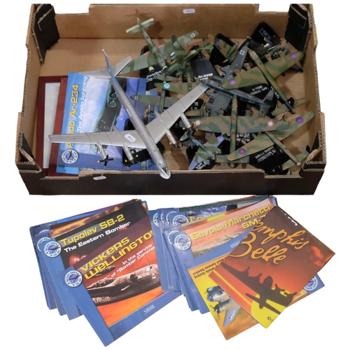 497 - A box of diecast model aircraft on stands, etc