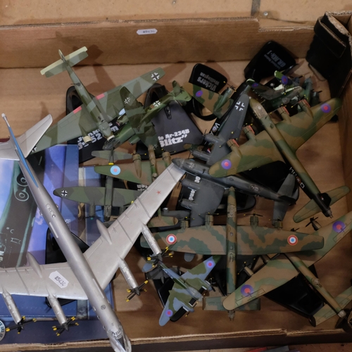 497 - A box of diecast model aircraft on stands, etc