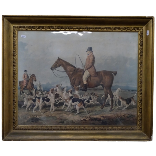 505 - A 19th century coloured print - The Hunt. 64x77cm, gilt framed. With information verso.