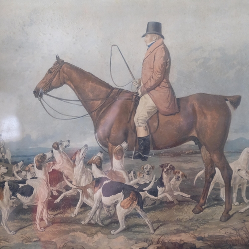 505 - A 19th century coloured print - The Hunt. 64x77cm, gilt framed. With information verso.