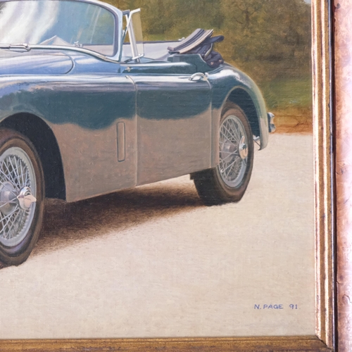 507 - N Page - oil on canvas - study of a Jaguar XK150. 56x71cm, framed. Signed and dated 91.