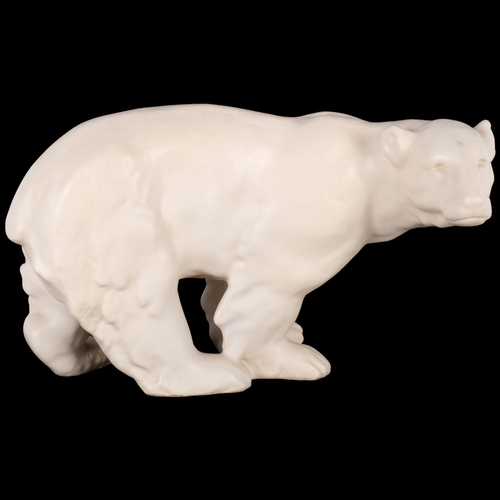 256 - A 1930s French pottery polar bear figure, H16cm