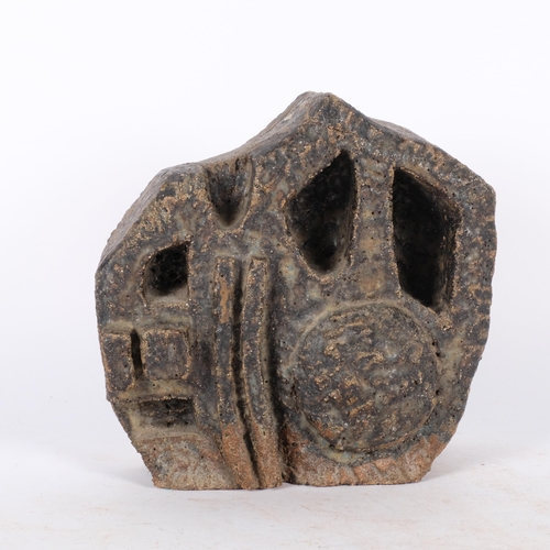 263 - A 1960s brutalist Studio pottery sculpture, signed to base, H18cm