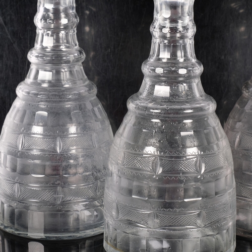 296 - 3 x 19th century cut-glass decanters and stoppers, 27cm