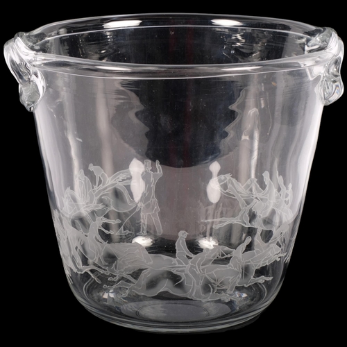 301 - Orrefors Glass, an etched glass champagne ice bucket celebrating the 200th Derby horse race, height ... 