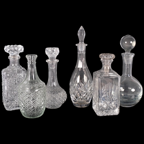 302 - A group of 6 glass decanters, 5 with stoppers, tallest 34cm