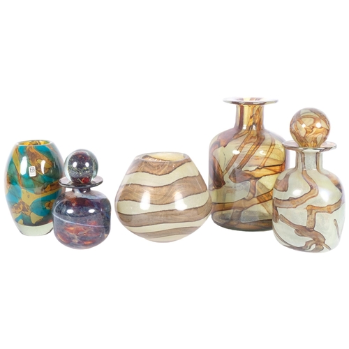 305 - A group of Mdina Art glass, including 2 decanters and stoppers, and a carafe, H23cm