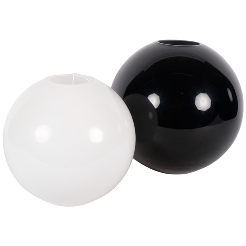 306 - 2 large Rosenthal glass globe vases, in black and white, both with makers marks, tallest 24cm